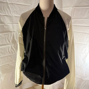 Bershka Black and White Women's Bomber Jacket